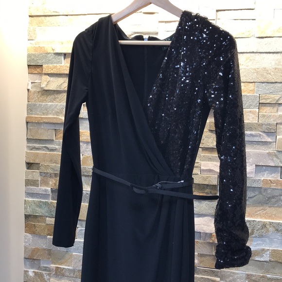 🎁Lauren Ralph Lauren Sequined Maxi Wrap Dress - Picture 6 of 10